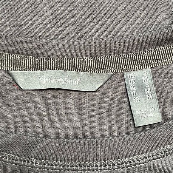 ModernSoul® Luxe French Terry Gray Lace-Trim Tunic Sweater - Picture 4 of 7